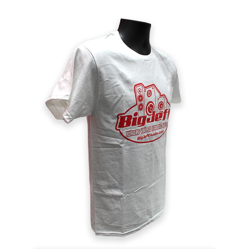 Official Big Jeff Audio 100% Cotton White T-Shirt with Big Jeff Audio Logo SMALL