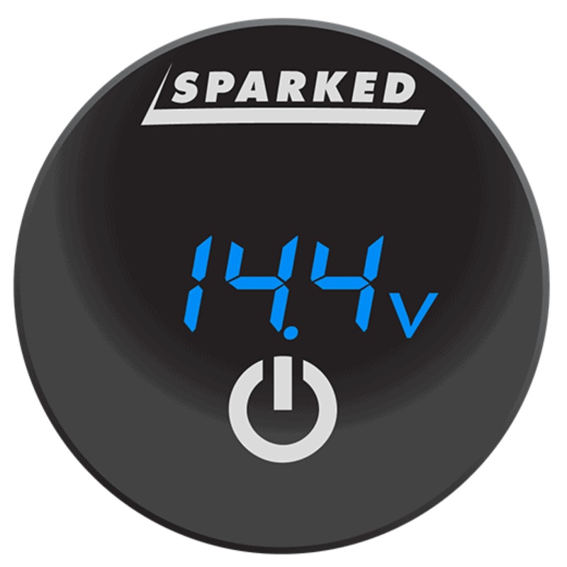 Sparked Innovations LED Voltmeter Battery Capacity Monitor Gauge w/ Touch Switch Blue