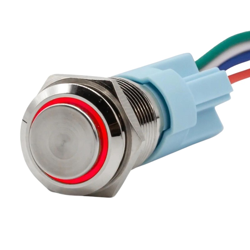Sparked Innovations Universal Aluminum Momentary Pushbutton Switch w/LED SPDT Blue