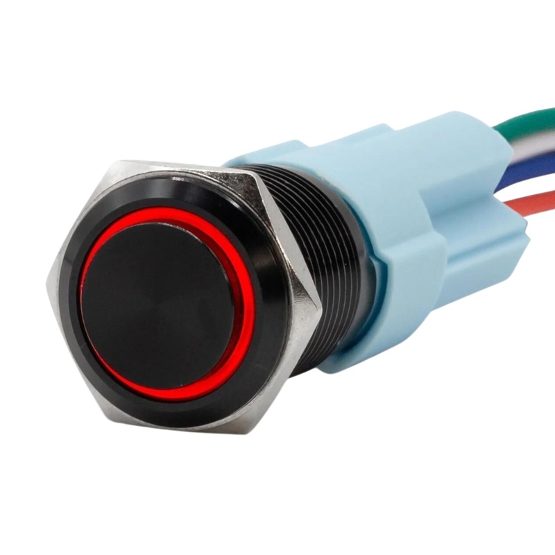 Sparked Innovations Universal Black Momentary Pushbutton Switch w/LED Light SPDT Blue