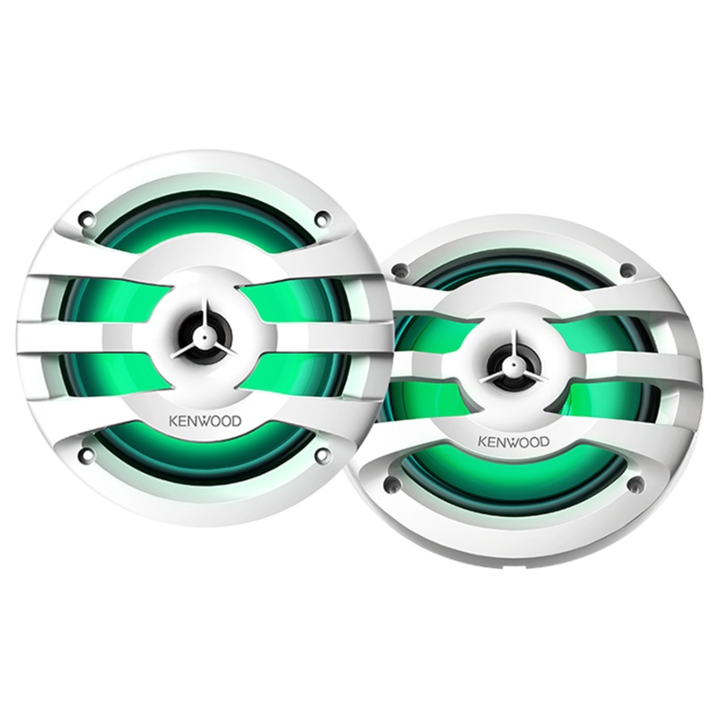 Pair of 6.5″ 2-way 4 Ohm 75W Marine Speakers w/Built-in LED Lights (White)