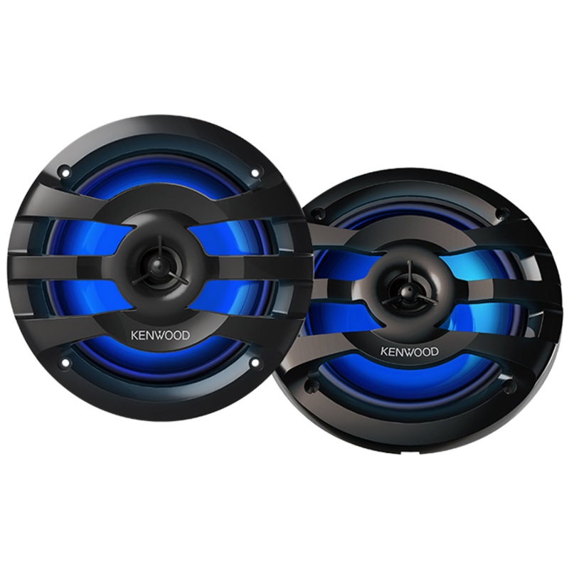 Pair of Kenwood 6.5″ 2-way 4 Ohm 260W Max Marine Speakers W/ Built-in LED Lights