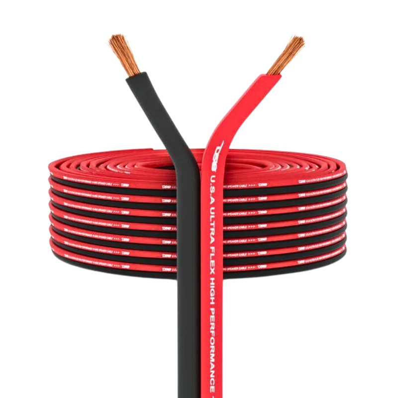 DS18 Pre-Cut Roll of 100 FT Red/Black Ultra Flex CCA Speaker Wire SW-10GA-100RB