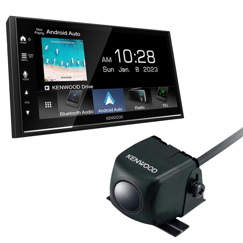 Kenwood CarPlay/Android Auto Receiver DMX7709S Plus Kenwood Rear View Camera CMOS-230
