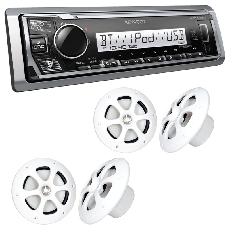 Kenwood Digital Media Receiver /w Bluetooth & (4) 6.5″ Marine/Motorsports Speakers