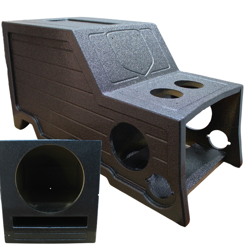 King Boxes 12″ Woofer (2) 6.5″ & (2) 3.5″ Cutouts Center Console Dodge Ram 06-08