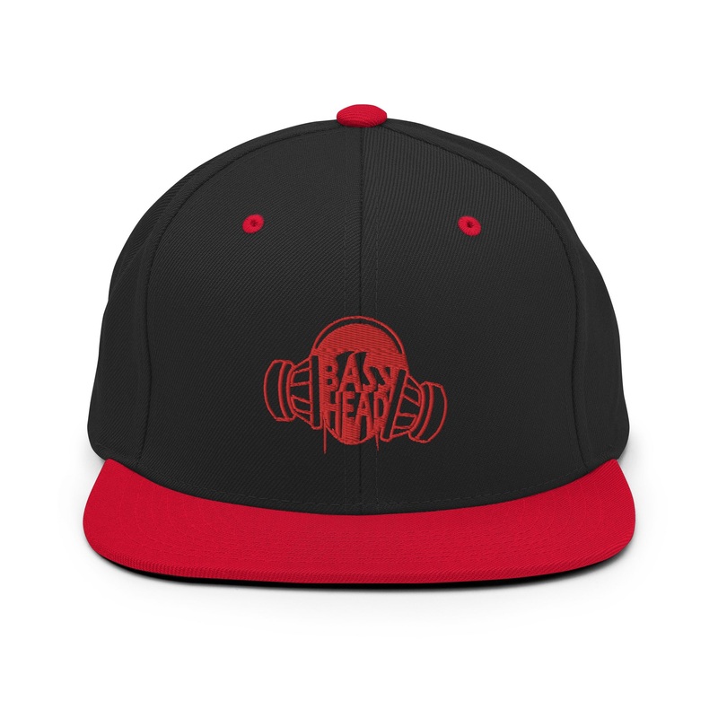 Official Big Jeff Audio Basshead Snap Back Flat Bill Hat Red/Black