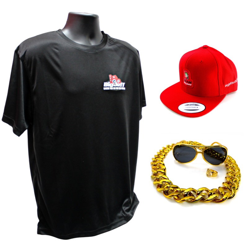 Official Big Jeff Audio Mr. Hair Tricks Haterpack with Shirt and Hat Gray Hat Small