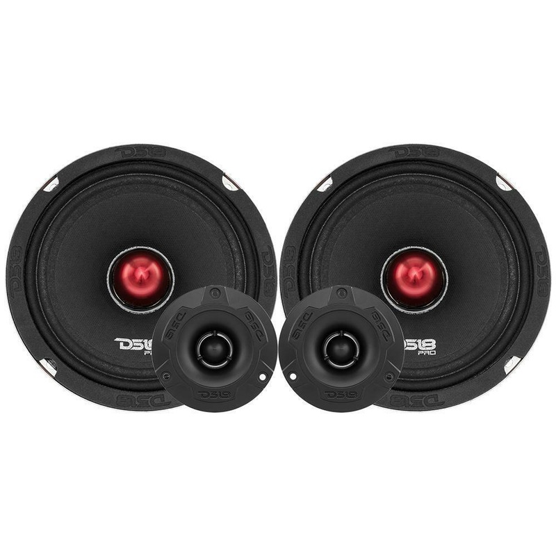 DS18 PRO-X6.4BMPK2 6.5″ 1480W 4 Ohm Midrange Speaker & Bullet Tweeter PRO-TWX1BK