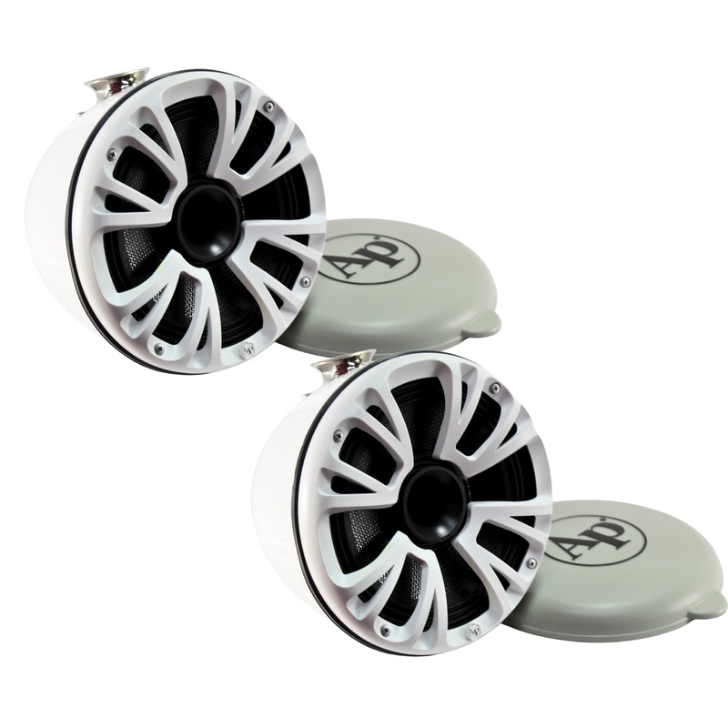 Audiopipe Pair of 8″ 125W RMS 4 Ohm White Carbon Fiber Marine Tower Speakers