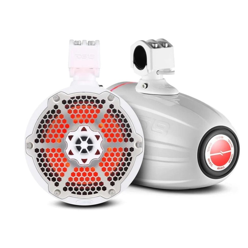 DS18 Pair of 8″ Marine & Powersport RGB LED 2-Way 4 Ohm 150W RMS Tower Speakers