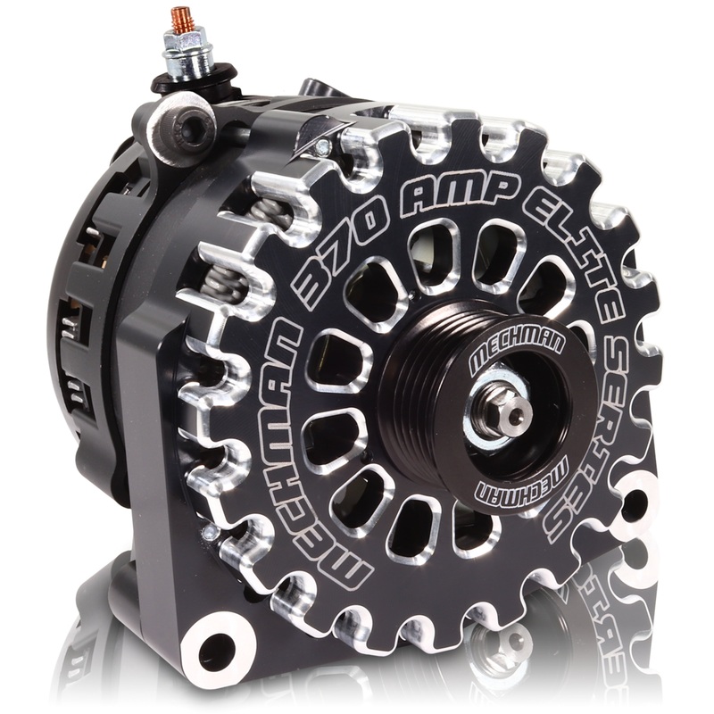 Mechman E-Series 370 Amp Black Billet Alternator For 2014-2020 GM 6.2L Truck