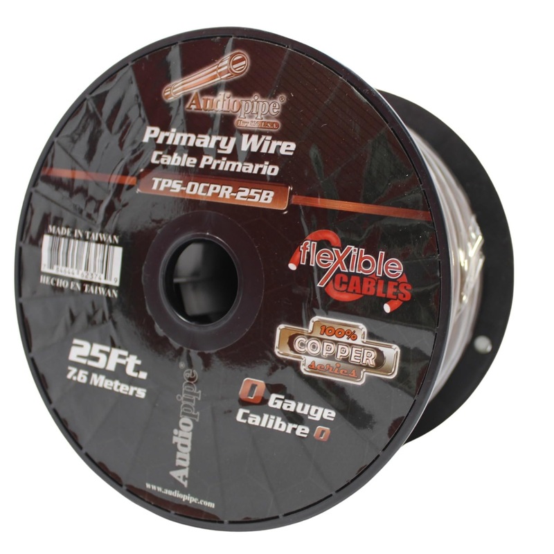 Audiopipe 0 GA 100% OFC Copper Flexible Power/Ground Wire Black TPS-0CPR-25B Lot 10 ft