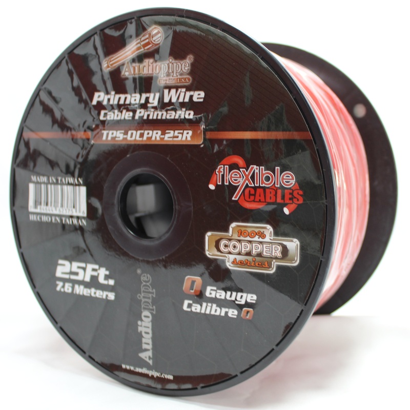 Audiopipe 0 GA 100% OFC Copper Flexible Power/Ground Wire Red TPS-0CPR-25R Lot 10 FT