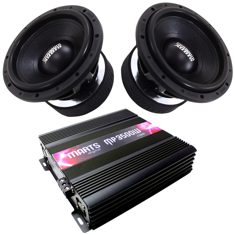 Sundown Audio Combo Pair of U-Series V.2 12″ DVC Subs w/Marts Digital Amp 3500w