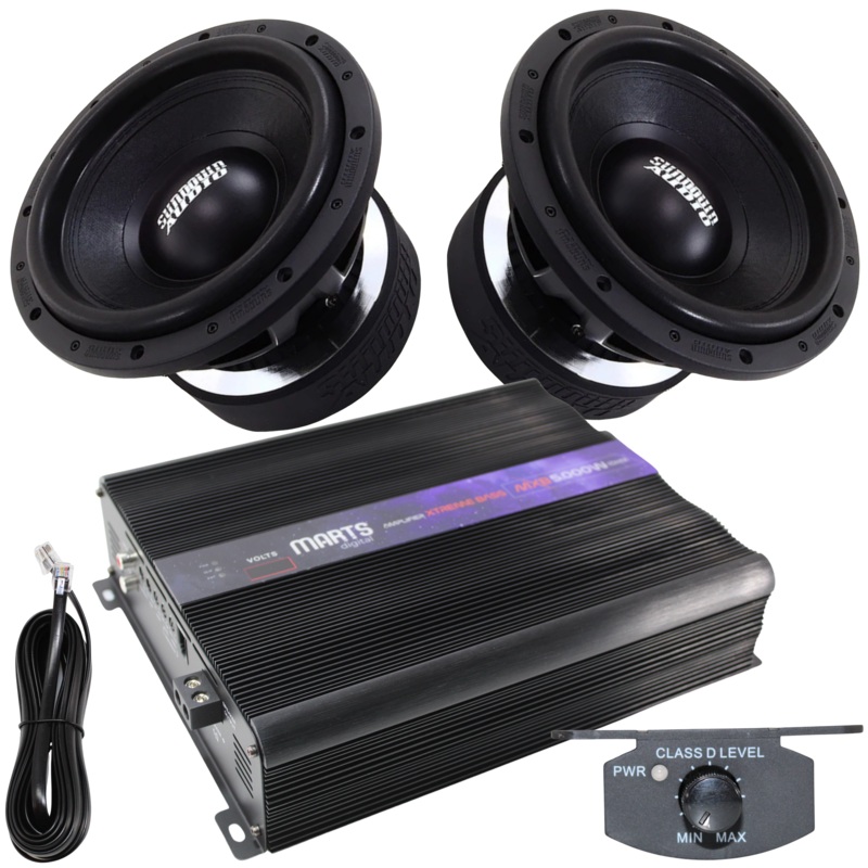 Sundown Audio Combo Pair of U-Series V.2 12″ DVC Subs w/Marts Digital Amp 5000w