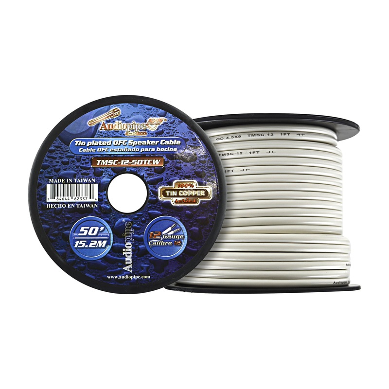 Audiopipe 12 GA 50 FT OFC Tin Copper Stranded Marine Speaker Wire Spool White