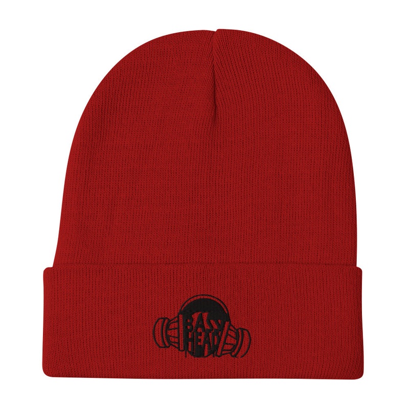 Bass Head Embroidered Beanie One Size Fits all Red