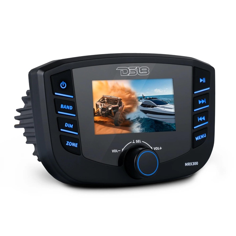 DS18 3″ LCD Marine & Powersports 4 Channel  25W RMS BT Head Unit W/ Camera Input