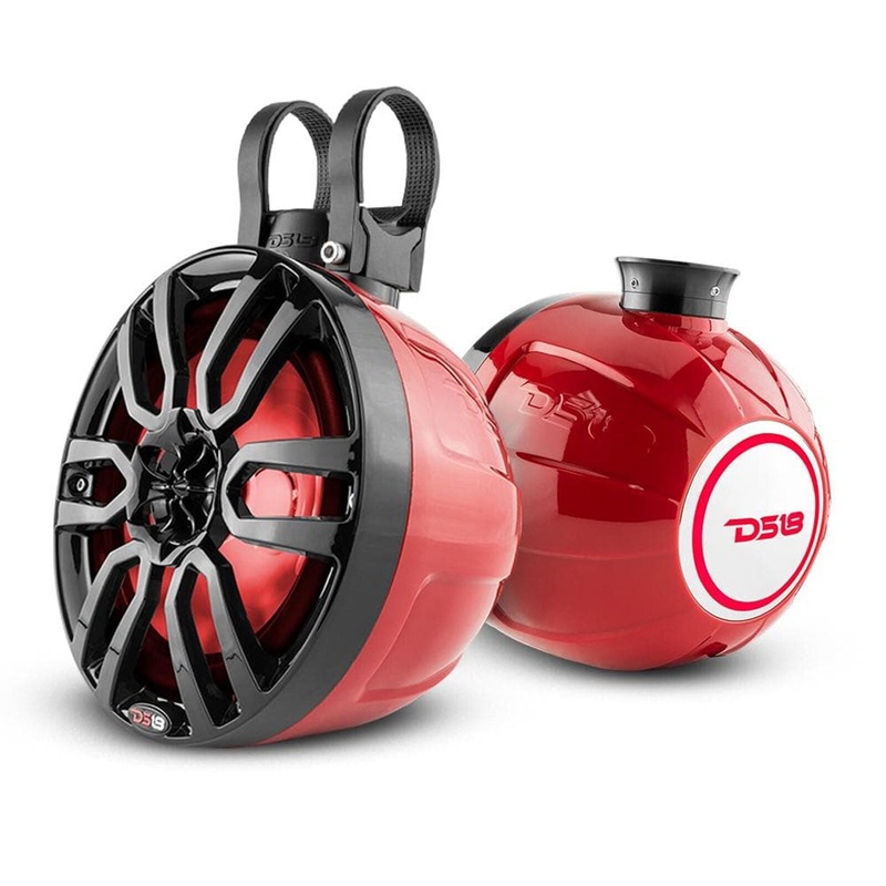 DS18 Mini 8″ Marine Pod Speakers 750W Red RGB LED Jetski Pair NXL-PS8R