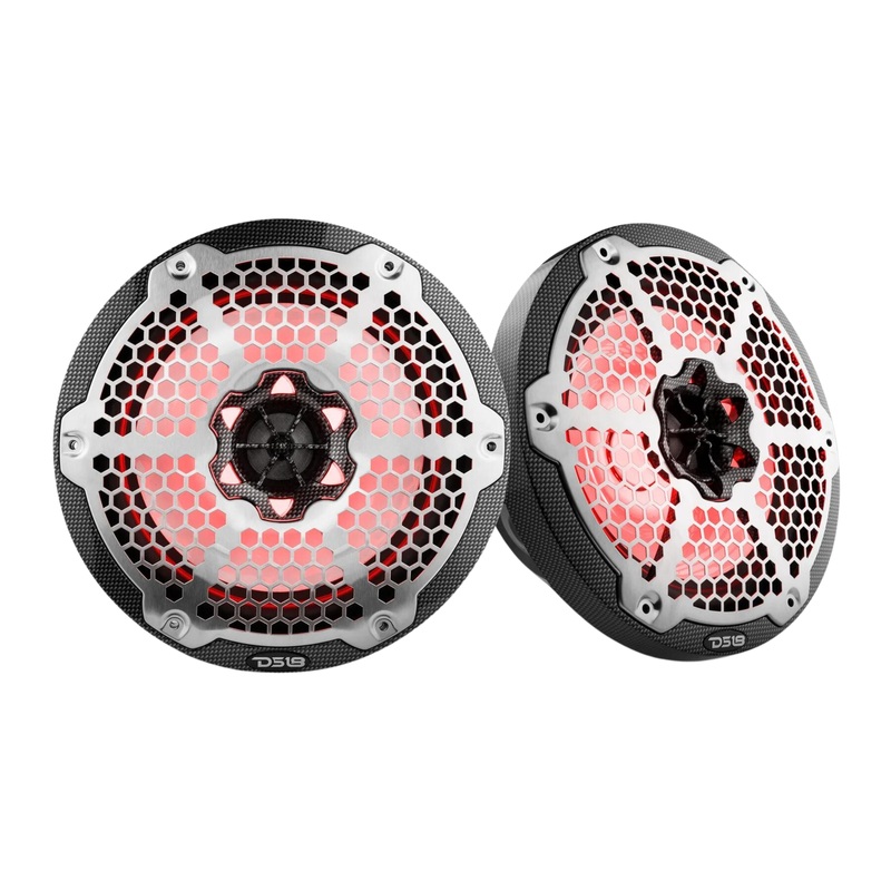 DS18 Pair of 8″ 2-way 4 OHM 150W Coaxial Marine Grade Speakers w/ LED RGB lights