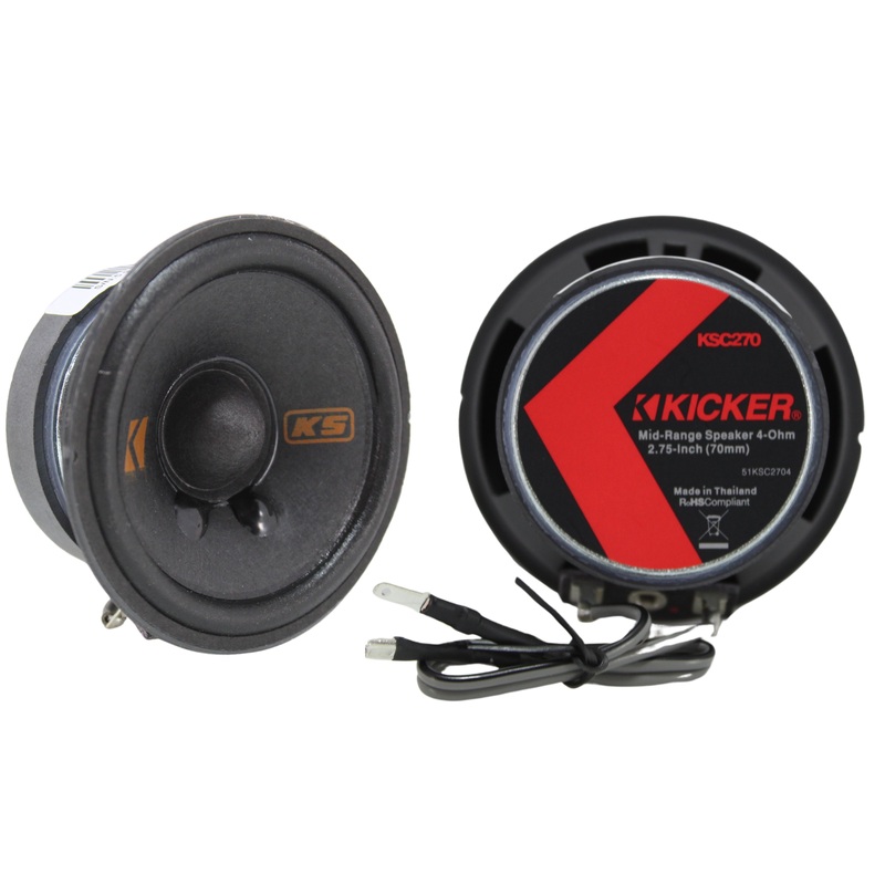 Kicker KS Series Pair of 2.75″ Mid Range 4 Ohm 50 Watts Speakers 51KSC2704