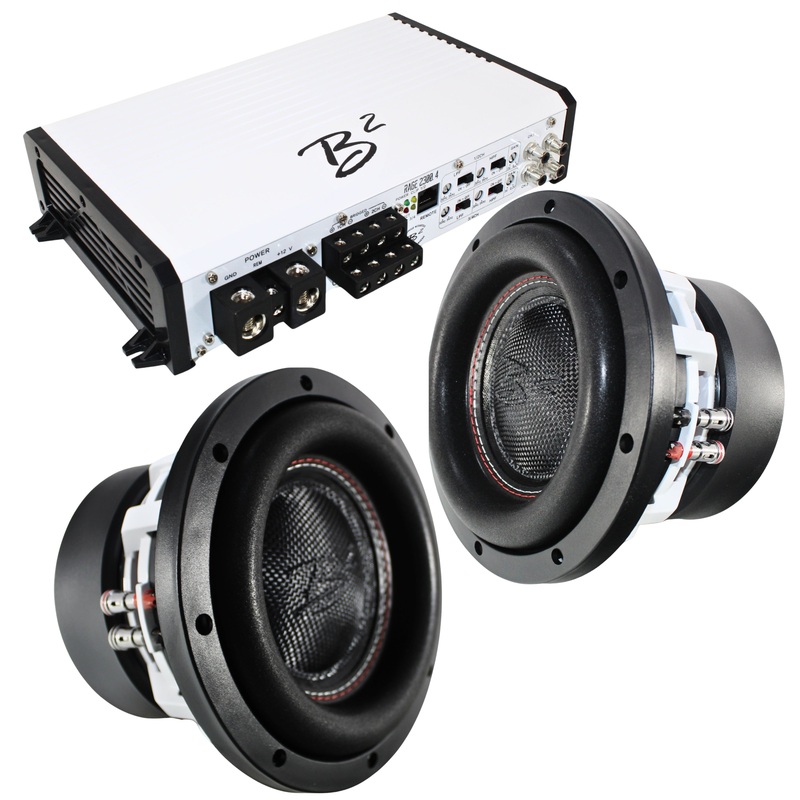 B2 Audio RAGE 4 Channel 2.3k Amplifier W/ 2 8″ RAGE8 D4 Subwoofers COMBO-20