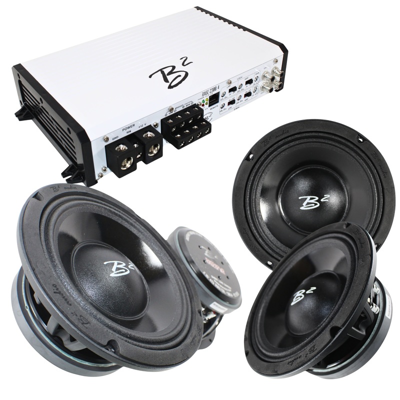 B2 Audio RAGE 4 Channel 2.3k Amplifier W/ 2 8″ RAGE8PWR Speaker Sets COMBO-16