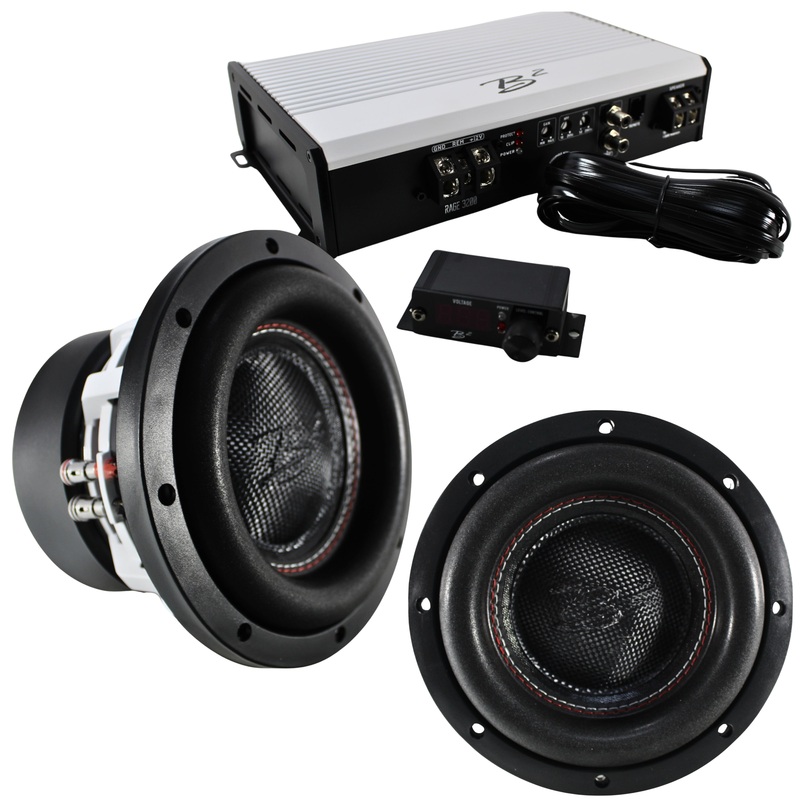 B2 Audio RAGE Monoblock 3.2k 2 Ohm Amplifier W/ 2 RAMPAGE 8″ Subwoofers COMBO-10