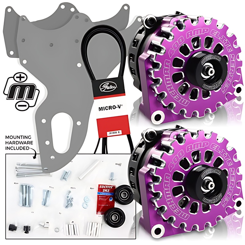 Mechman D201PU Dual Bracket Purple Alternator 99-04 GM Trucks W/4.8, 5.3, & 6.0L