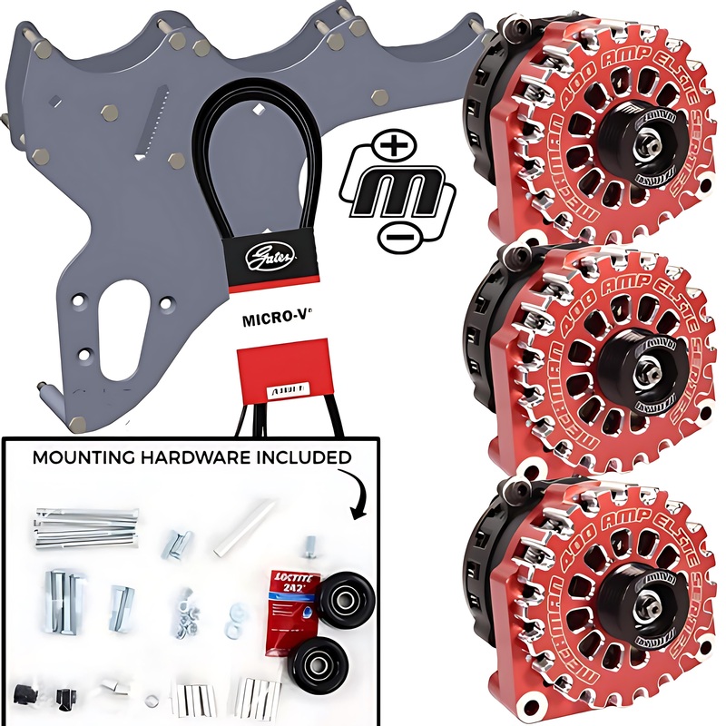 Mechman D305RD Triple Bracket Red Alternator Kit 05-13 GM Truck/SUV LS-engine