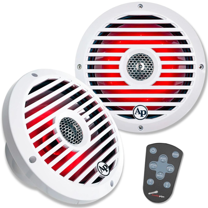 8″ 175W RMS Coaxial 2-Way Marine Speaker Pair w/ RGB LED Lights | APSW-804SP