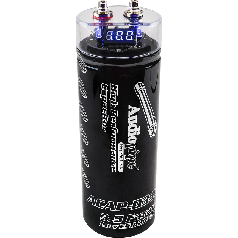 Audiopipe 3.5 Farad Capacitor w/ Digital Display & Status Indicator ACAP-D3500
