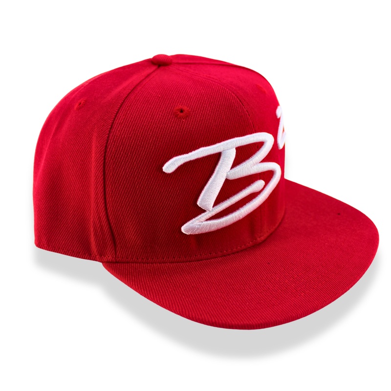 B2 Audio Red Flex-Fit Snapback Classic, Flat-Bill Hat with “B2” Logo