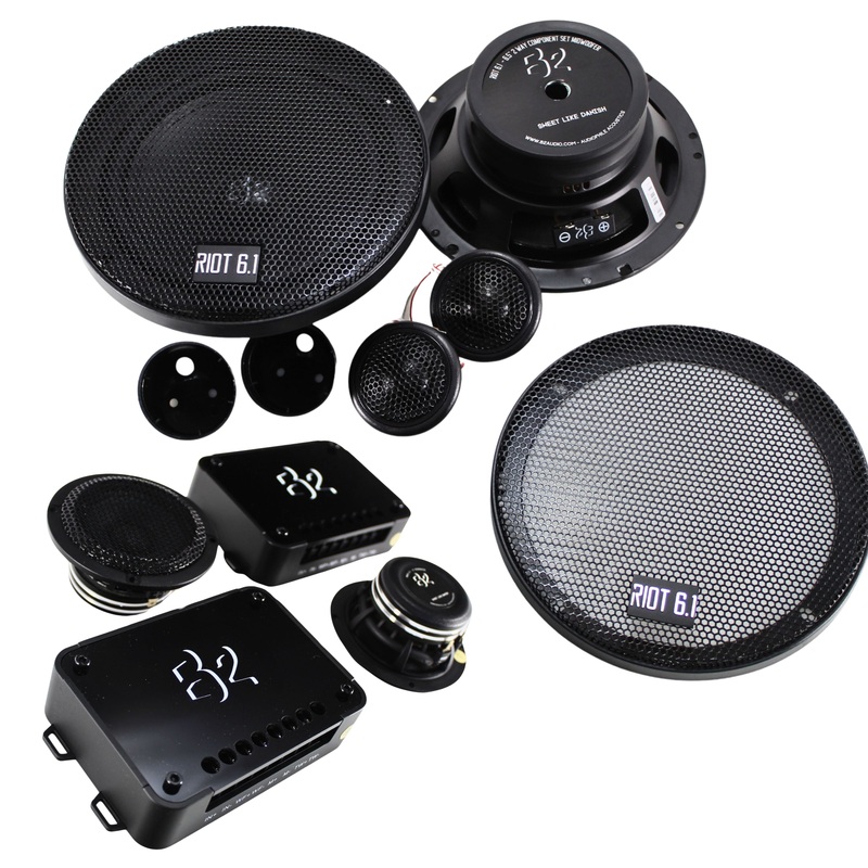 B2 Audio RIOT 6.5″ 3-Way 4-Ohm Component Set w/ 3″ Mids 1″ Tweeters & Crossovers