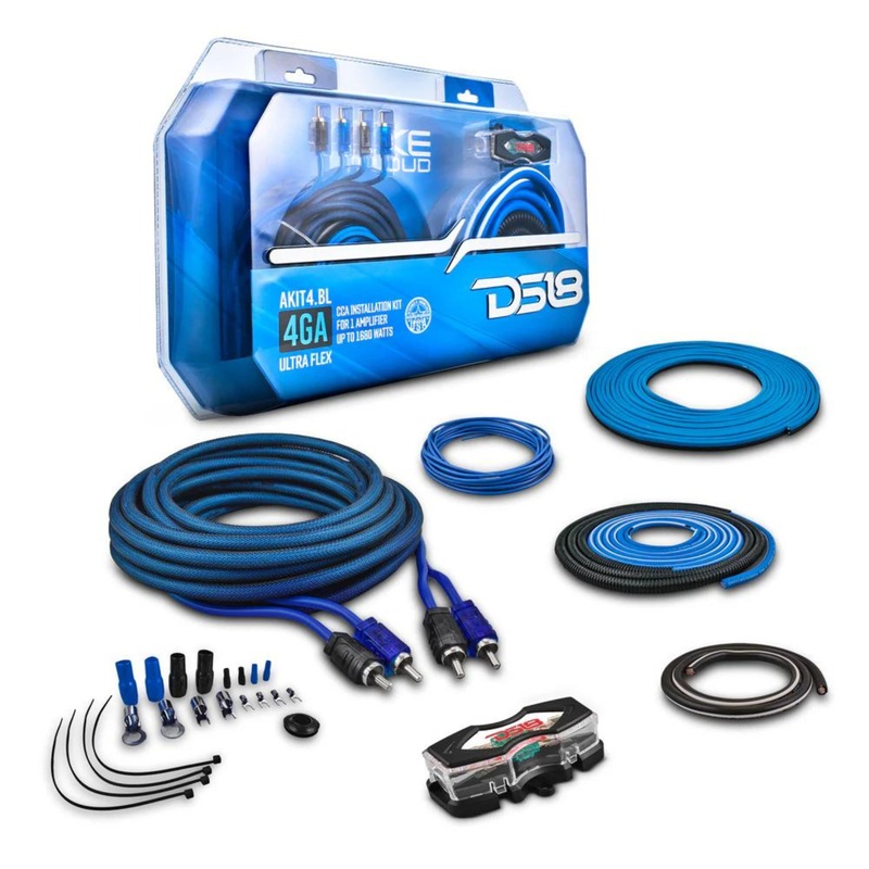 DS18 AKIT4 CCA 4-Gauge Amplifier Installation Kit – Blue / DS-AKIT4-BL