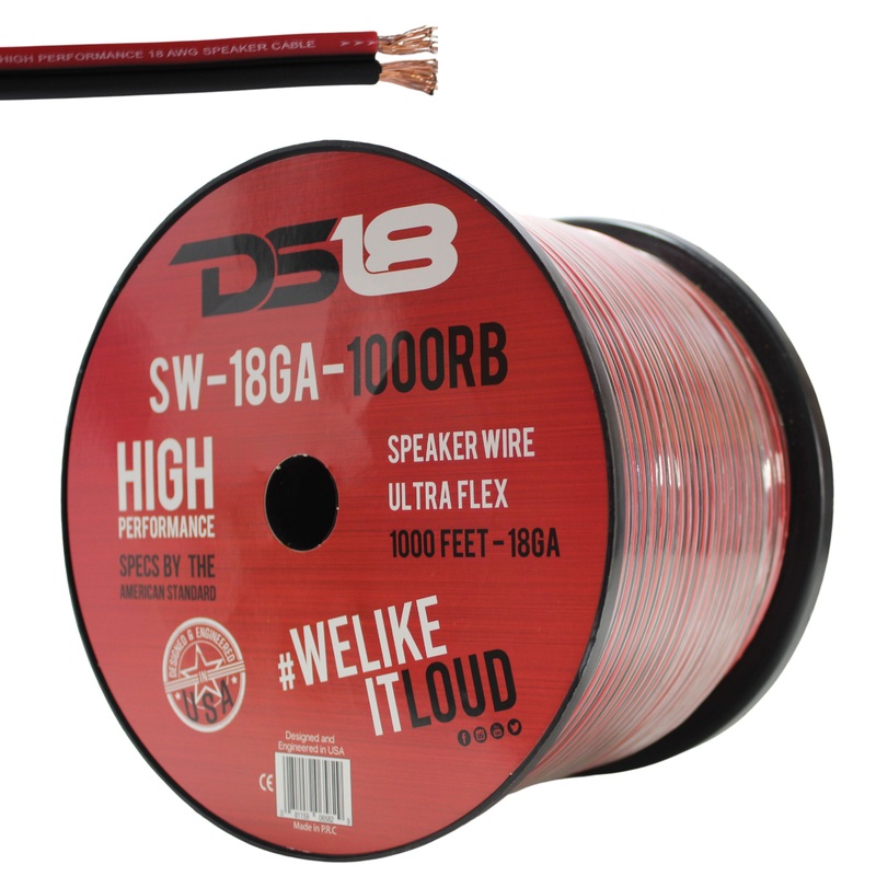 DS18 Car Audio 18 AWG Copper Clad Aluminum CCA Speaker Wire Kit Red/Black Lot 10 Foot Coil