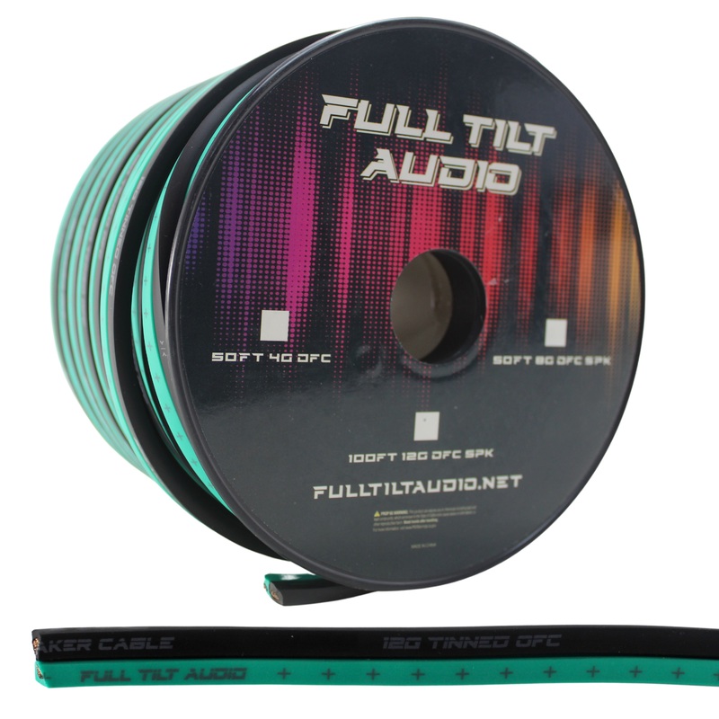 Full Tilt Audio 12Ga Tinned Oxygen Free Copper Speaker Wire Seafoam/Black Lot 10 Foot Coil