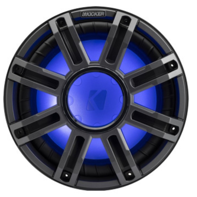 12″ 450 Watt RMS 4-Ohm free-air Marine Subwoofer with RGBW LEDs Kicker 51MWF124