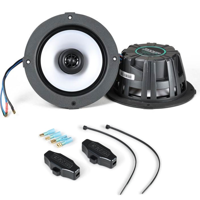 6.5″ 4-Ohm LED Thin-Mount Coaxial Speakers Kicker REAL MARINE Technology KM614FL