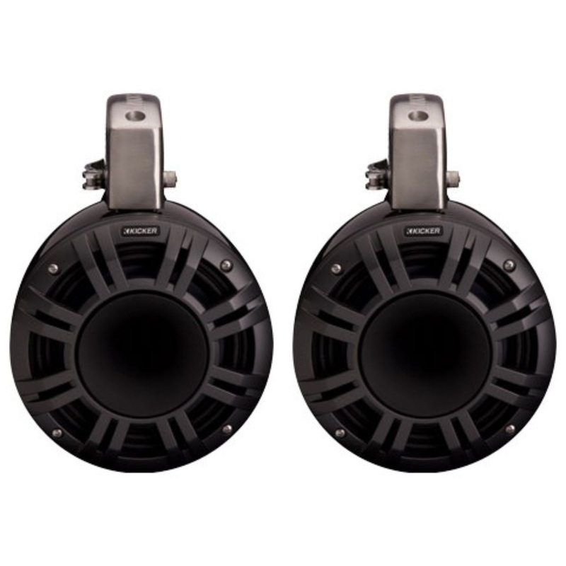 8″ 500W RMS 4-Ohm Marine HLCD Tower Speakers Pair KICKER KMTCXL8 Black