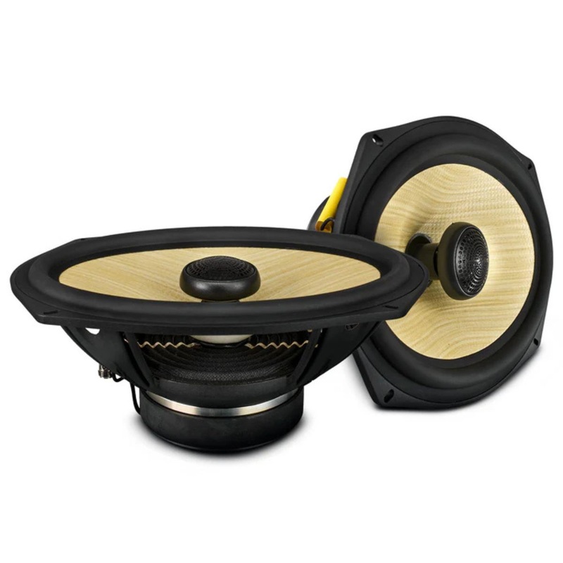 DS18 6×9″ 150W RMS 4-Ohm 2-Way Coaxial Speakers with Woven Yellow Composite Cone