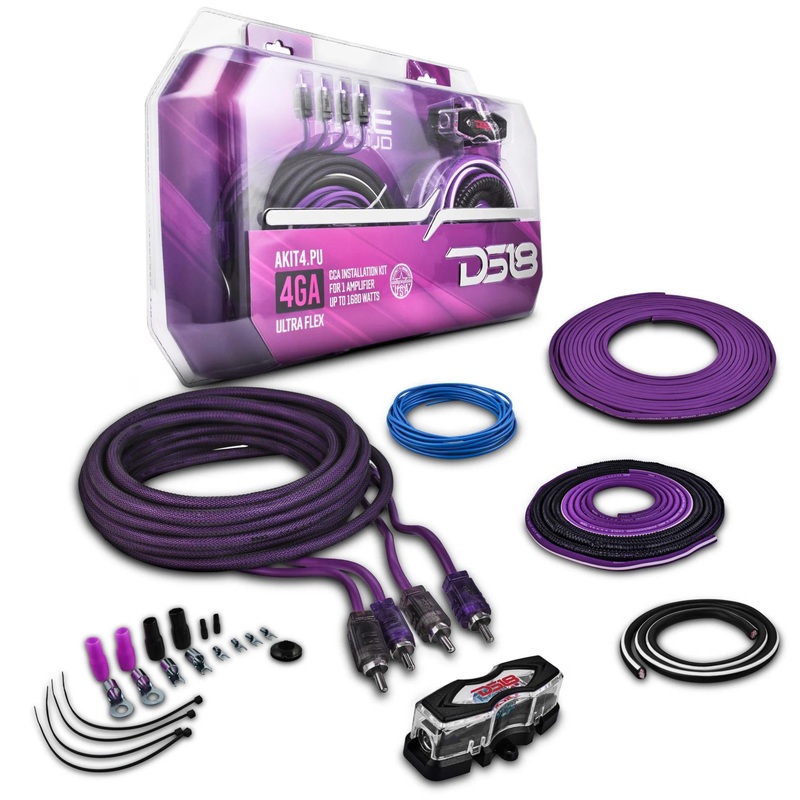 DS18 AKIT4 CCA 4-Gauge Amplifier Installation Kit – Purple / DS-AKIT4-PU