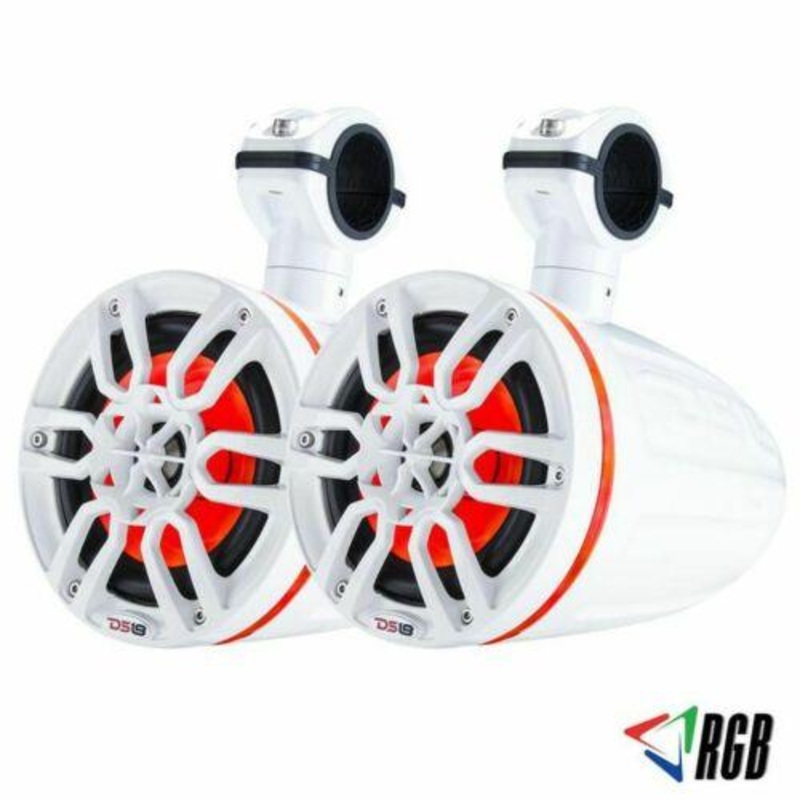 DS18 NXL6TPW 6.5″ 100 Watt RMS 4-Ohm Marine Coaxial RGB White Tower Speakers