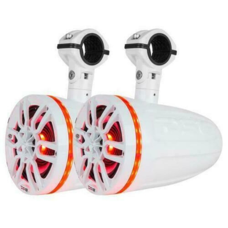 DS18 NXL6TPW 6.5″ Marine Pod Tower Speakers 1″ Compression Driver RGB 450W White