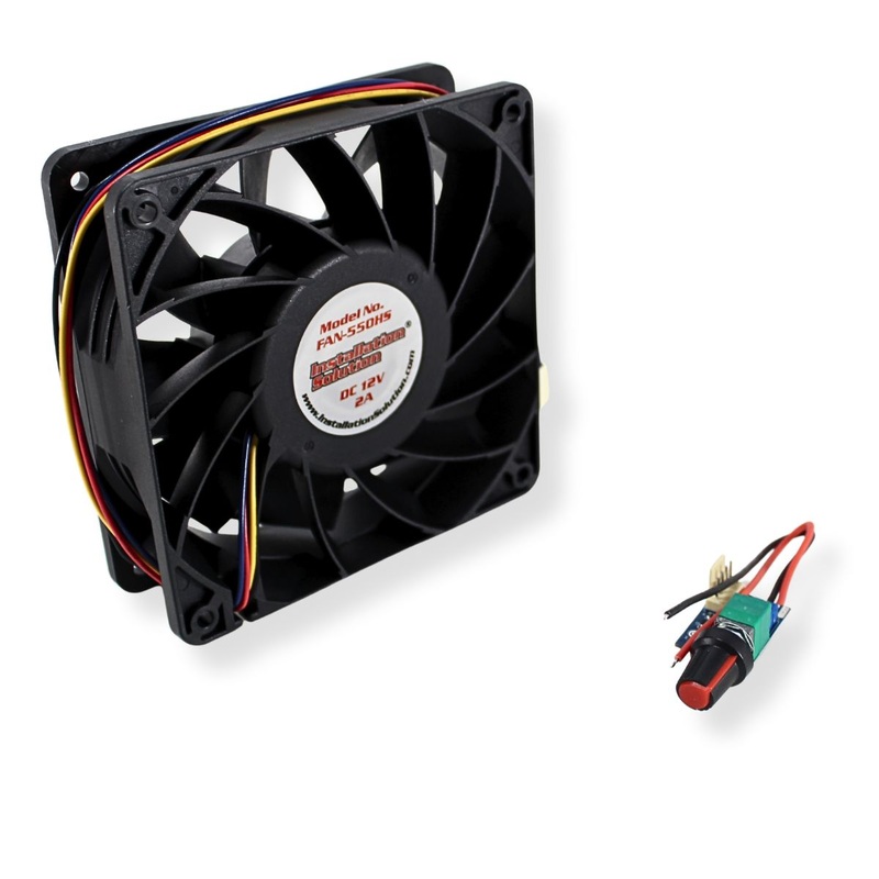 12V 2.0A High-Speed 50 CFM Waterproof Cooling Fan w/ Speed Controller FAN-550HS