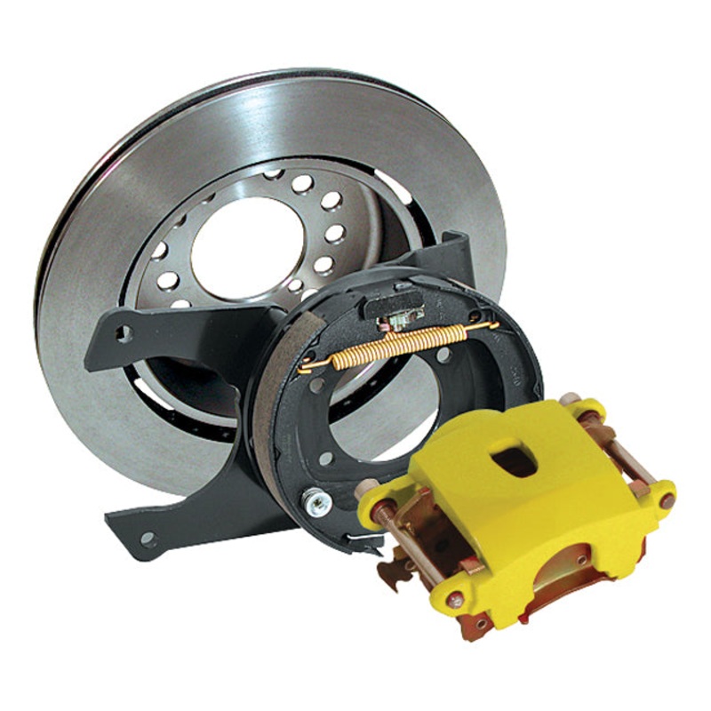 12″ Iron Rotors, GM Single Piston Calipers With Parking Brake