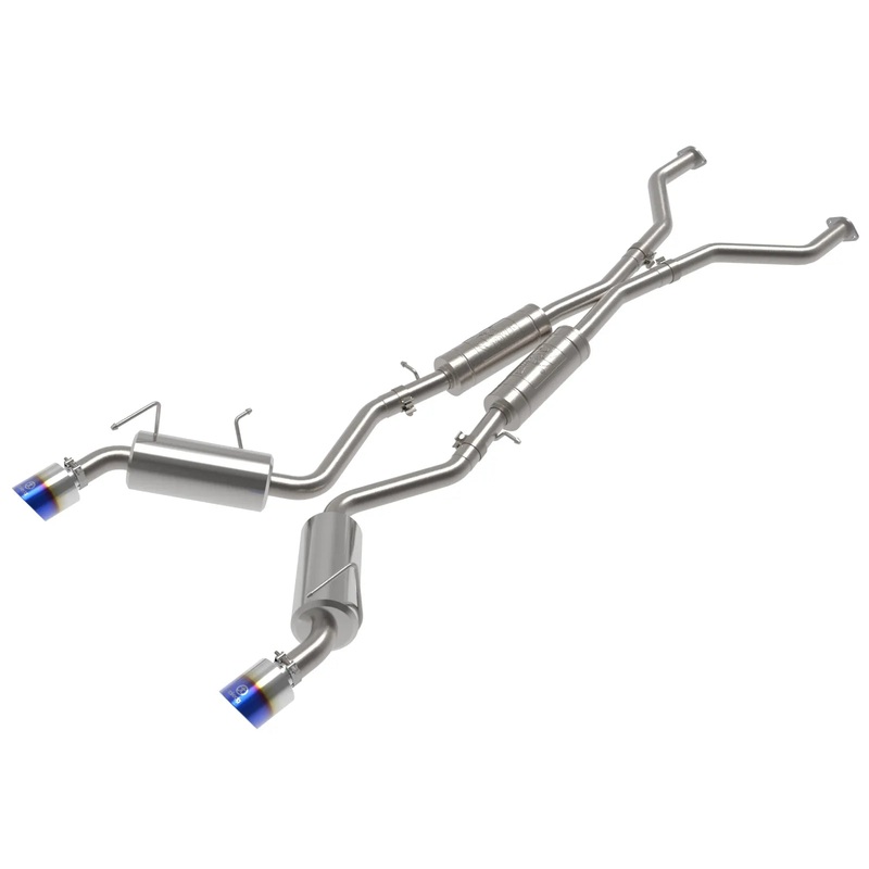 aFe Takeda 09-20 Nissan 370z 2-1/2 IN 304 Stainless Steel Cat-Back Exhaust System w/ Blue Flame Tip