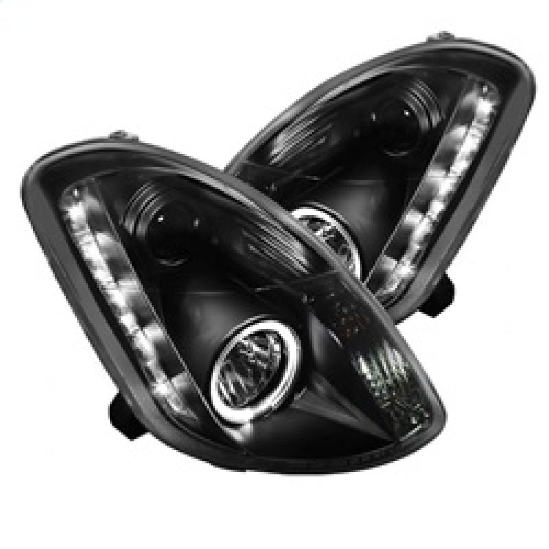 Spyder Infiniti G35 03-04 4DR Projector Halogen – LED Halo DRL Blk High H4 PRO-YD-IG35034D-DRL-BK