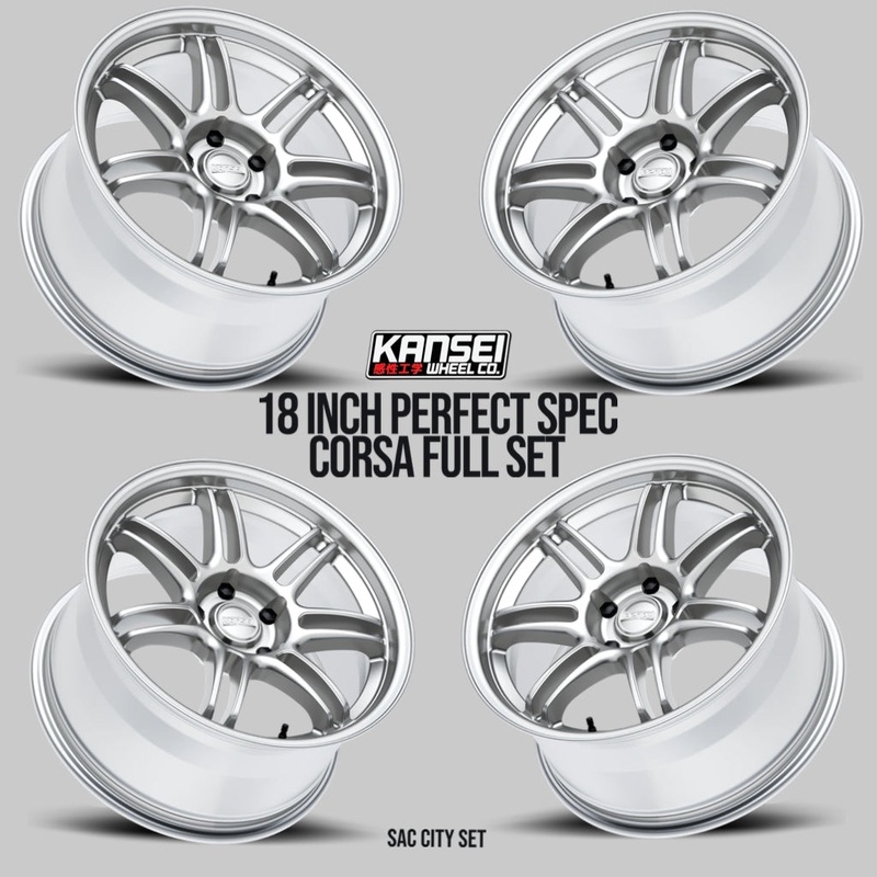 Kansei SEVEN 18 Inch Set Gunmetal (4 Wheel Set) Staggered (Sac City Set) GLOSS GUNMETAL